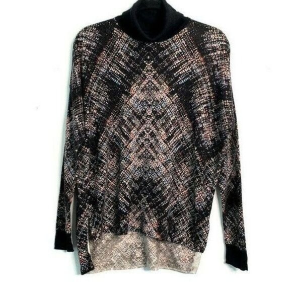 Karen Millen Size M Wool Plaid Turtleneck Sweater Lightweight - Picture 1 of 6